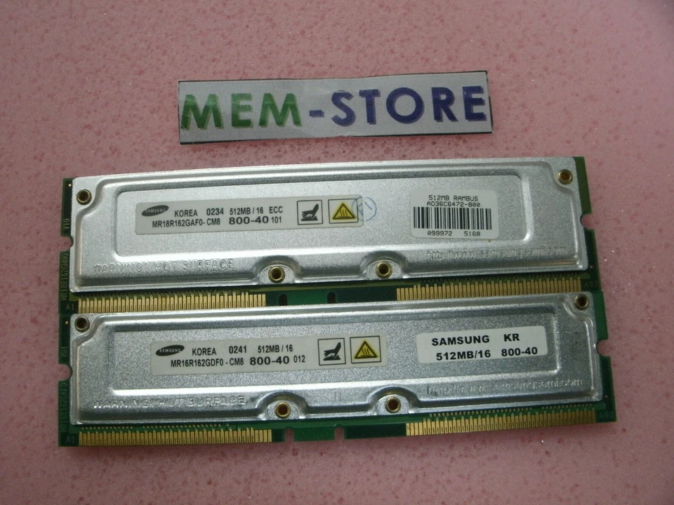 1GB (2x512MB) RAMBUS MEMORY PC800 ECC 800MHz for Dell Demension 8200 - Image 1 of 1