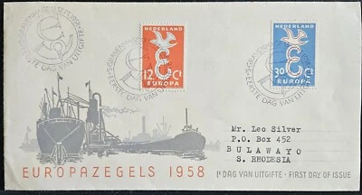1958 Netherlands Postal Europa Zegels Issue Roermond FDC to Bulawayo S.Rhodesia  - Image 1 of 3
