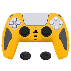PlayVital Knight Edition Caution Yellow & Gray Silicone Cover Skin for ps5 Case - Picture 1 of 12