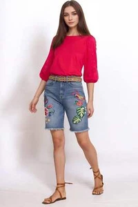 Johnny Was Denim Blue Jeanette Bermuda Jean Short JWD1123 - Picture 1 of 10