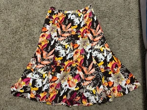 CHRISTOPHER & BANKS Floral Flared Mermaid Midi Skirt Size 6 Boho Fairy Cottage - Picture 1 of 8