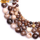Natural Brown American Silicified Wood Opalite Round Beads Jewelry Making 15‘’