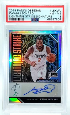 /35 PSA 8 Kawhi Leonard Auto 2019-20 OBSIDIAN Lightning Strike Autograph Silver - Image 1 of 2