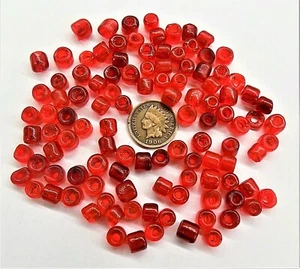 Bag of 50 Small Crow Lt Cardinal Red Original Venetian Trade Beads African v371 - Picture 1 of 3