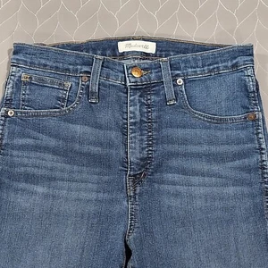 Madewell Jeans 10" High Rise Skinny Womens 28 Blue Raw Hem - Picture 1 of 13