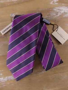 BURBERRY London navy blue & purple striped silk neck tie authentic NWT - Picture 1 of 4