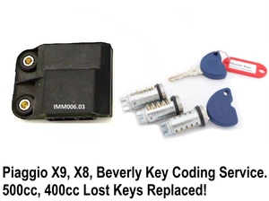 Piaggio X9 500 Evolution Immobilizer Key Chip Coding Service. Replace Lost Keys. - Picture 1 of 2