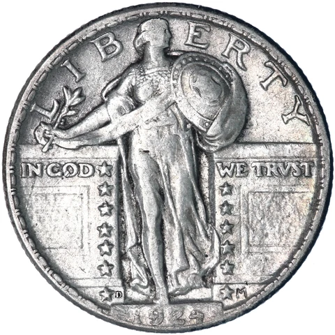1924 D Standing Liberty Quarter 90% Silver About Uncirculated AU See Pics W647 Cover
