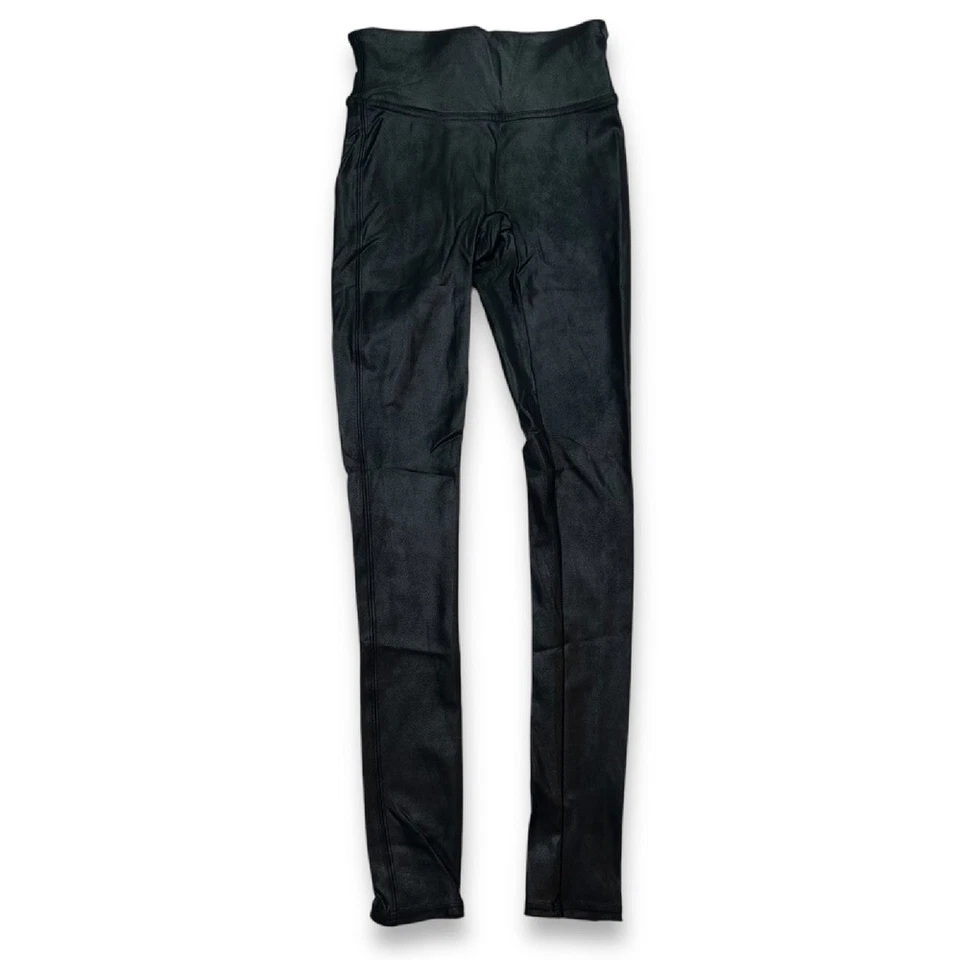 Leggings femininas SPANX couro sintético brilho cintura alta controle de barriga XS - Imagem 1 de 4