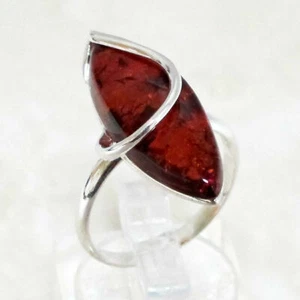 ELEGANT HANMADE NATURAL BALTIC AMBER 925 STERLING SILVER RING SIZE 5-10 - Picture 1 of 3