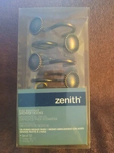 Set of 12 Zenith Shower Hooks Bronze Finish - Picture 1 of 2