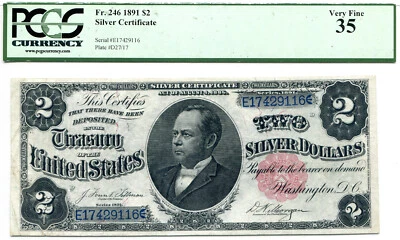 1891 $2 Silver Certificate FR# 242 VF-35 PCGS Currency Certified - Image 1 of 2