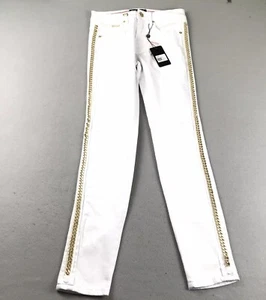 Barabas Jeans Mens 30 White Stretch Gold Chain Slim Straight Leg NWT - Picture 1 of 14