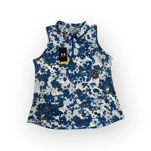 Under Armour Womens Zinger Speckled Floral Sleeveless 1/4 Zip Golf Polo XS / XL - Picture 1 of 4