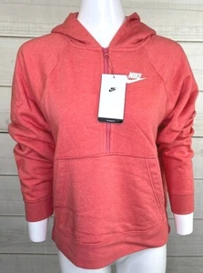 Nike Women's Sportswear Pink 1/4 Zip Fleece Hoodie Oversized Fit Sz XS $60 A5520 - Picture 1 of 12