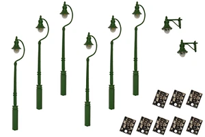 DCC Concepts LML-VPSGR - 6 x 00 Gauge LED Green Swan Neck Lights + 2 Wall Lamps - Picture 1 of 12