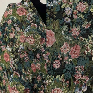 Vintage Rose Bouquet French Jacquard Tapestry Upholstery Fabric for Sofa Chairs - Picture 1 of 10