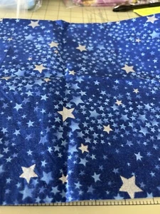 Half A Yard Of Blue Fabric With Stars And Glitter - Picture 1 of 1