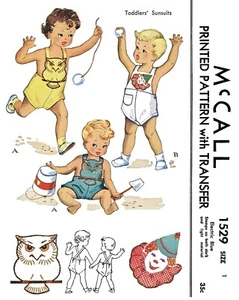 Traje de sol McCall's 1529 patrón unisex niño pequeño búho o payaso BIB - Imagen 1 de 5