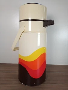 70er Thermoskanne extra groß, super Grafik, 70er Jahre Regenbogen Design Vintage Retro - Bild 1 von 12