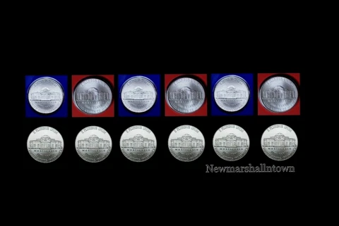 2018 2019 2020 P+D Jefferson Nickel  ~ PD from Mint Set and PD Bank Rolls Cover