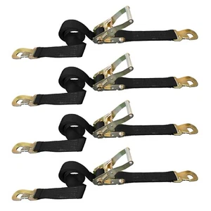 USA 4 Pack 2" x 8' Ratchet Tie Down Strap w/Flat Snap Hook Car Hauler Tow Truck - Picture 1 of 7