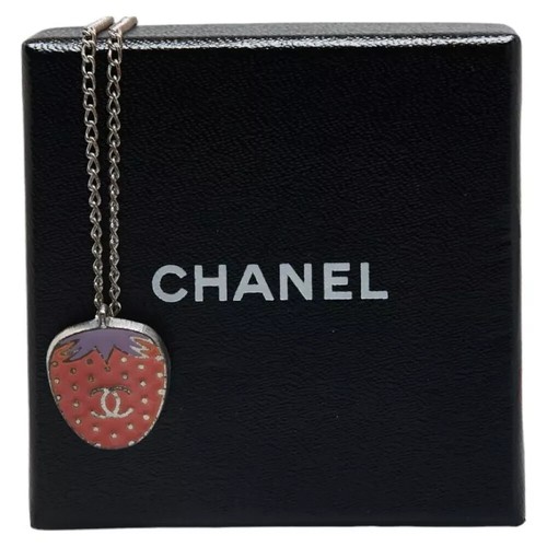 CHANEL CC CoCo Loghi Collana Ciondoli Metallo Misura (42) Argento 006408K Autentico