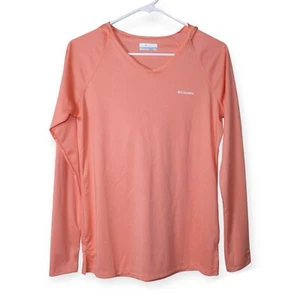 Columbia Womens Small Orange Omni Shade Pullover Hoodie Top Long Sleeves Hiking - Picture 1 of 14