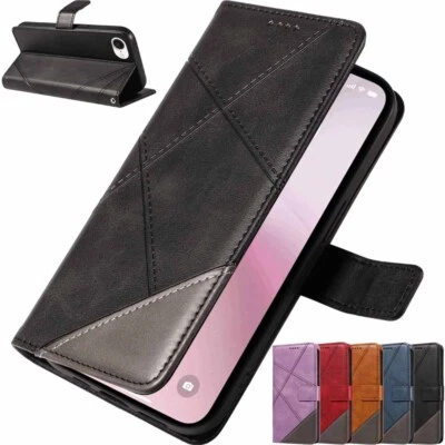 For iPhone 16 16e 15 14 13 12 11 SE 7 8 Magnetic Flip Wallet Leather Case Cover - Image 1 of 4