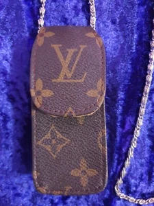 Rare Vintage Louis Vuitton Small Bag Purse Phone Case brown LV flower monogram - Picture 1 of 4