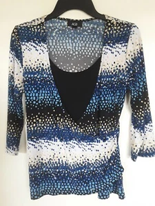 AGB MUJER TALLA GRANDE M BLUSA TOP ESTAMPADO MÚLTIPLE ENVOLTURA - Imagen 1 de 3
