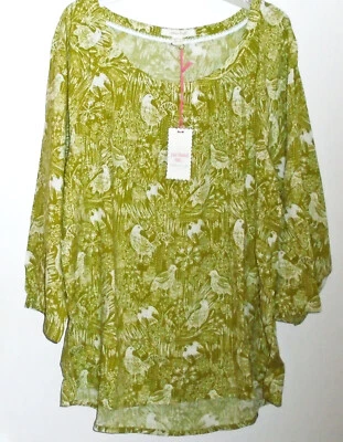 White Stuff Bays Top grassy green bird pleat front blouse Size 10 New Tags BNWT - Image 1 of 4