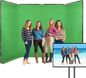 7.87Ft X 13.12Ft Portable Large Chromakey Green Screen Backdrop with Stand Photo - Picture 1 of 12