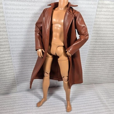 KT~ FITS MADE TO MOVE KEN MODEL MUSE DOLL DR. WHO BROWN FAUX LEATHER JACKET COAT - Image 1 of 4