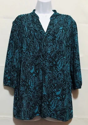 Blusa manga 3/4 Style & Co. para mujer talla XL patrón cachemir  Foto 1 de 4