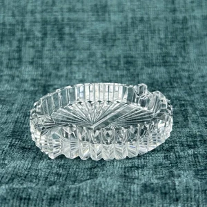 Mini Vintage Pressed Glass Ashtray Trinket Dish Sunburst Sawtooth 2.75” Clear - Picture 1 of 4