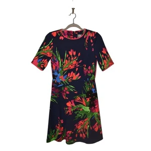 VINCE CAMUTO $128 Navy Floral Half Sleeve Fit & Flare Dress Size 2 - Picture 1 of 3