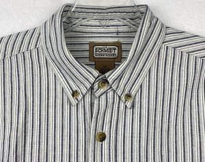 Camisa de trabajo Schmidt para hombre 2XL blanca azul a rayas con botones manga larga pesada - Imagen 1 de 9
