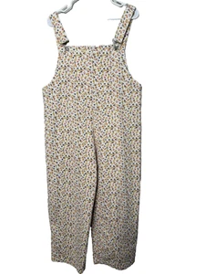Zara Womens Floral Overalls Cotton Size L Boho Cottagecore Prairie Farmhouse - Picture 1 of 11