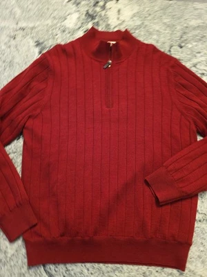 Fairway & Greene Sweater Mens Large Italian Merino Wool Golf Red Lined  I23 - Image 1 of 4