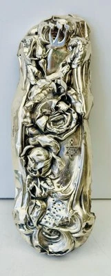 FINE RARE STERLING MEZUZAH 19 C LARGE FLOWERS MOTIF 42.10 GR -7.25"  X 2.5" - Image 1 of 4