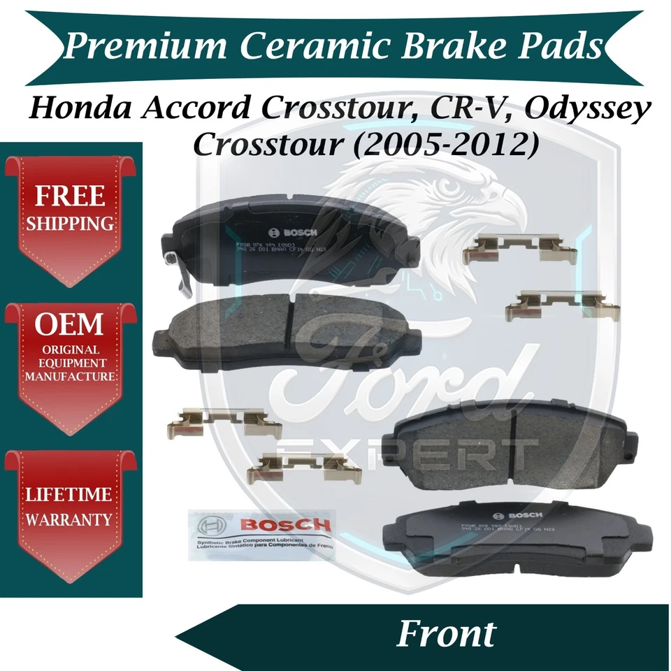 Комплект передних керамических тормозных колодок Bosch от оригинального производителя для Honda 2005-2012 годов выпуска с пожизненной гарантией - Изображение 1 из 4