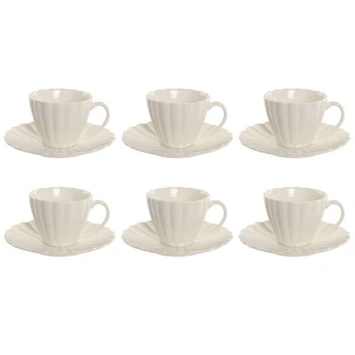 Jeu de 6 tasses avec plat Home ESPRIT Blanc Porcelaine 150 ml - Photo 1/4