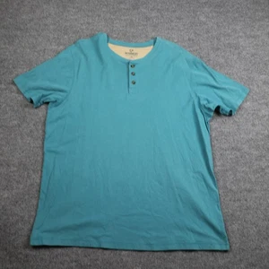 Outdoor Life Henley Shirt Mens 2XL Teal Blue Short Sleeve Wilderness Sueded - Picture 1 of 9