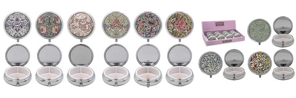 William Morris Designs 3 Compartment Pill Box - Tablet Storage   - 9 Designs - Image 1 of 1