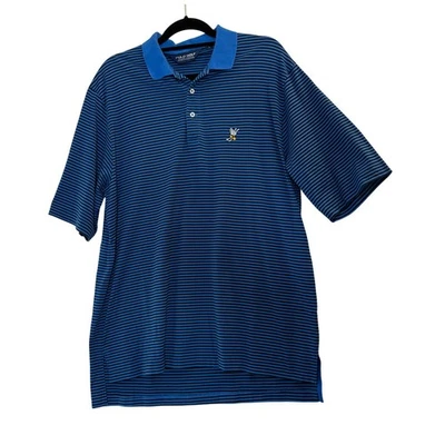Polo Golf Ralph Lauren Polo Mens Large Blue Black Stripe Shirt Pima Cotton Bee - Image 1 of 4