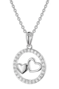 TRENDOR Schmuck Damen Silber-Halskette mit Zirkonia Herz-Anhänger 28412 - Picture 1 of 7