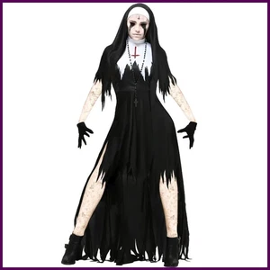Mujer Halloween Monja Disfraz Vampiro Demonio Juegos con disfraces Cruz Vestido Largo - Imagen 1 de 26
