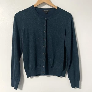 Ann Taylor Damen Blau Grün Schimmer Glitzer Sparkle Cardigan Pullover L Petite - Bild 1 von 7