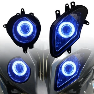 Headlight Assembly Blue Angel Eye Headlamp Projector For BMW S1000RR 2009-2014 - Picture 1 of 17